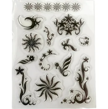 Dětské razítko SMT Creatoys Květinové ornamenty a vlnky - silikonová gelová razítka (13ks)