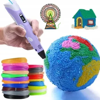 Obraz PROPISKA 3D PRO DĚTI TISKÁRNA 3D PEN FIALOVÁ SADA A NÁPLNĚ PLA 3 METRY