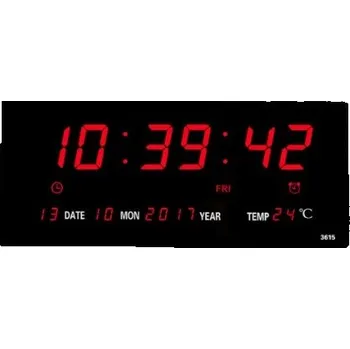 Samolepící dekorace DZL Digitální nástěnné LED hodiny 36x15x3cm, modrá, červená 3615 Barva: Červená