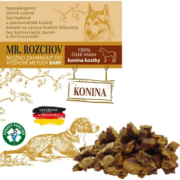 Pamlsek pro psa Mr. Rozchov 100% ČISTÉ SUŠENÉ MASO KOŇSKÉ KOSTKY 80g - přírodní pamlsek