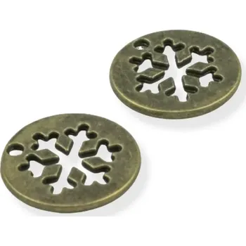 Materiál na výrobu šperku Přívěsek vločka kovová starozlatá - 1 ks