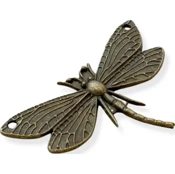 Materiál na výrobu šperku Přívěsek vážka velká starozlatá - 1 ks