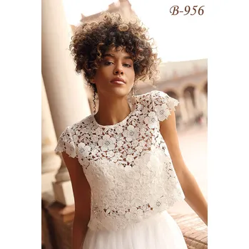 Bolerko Luxusní květinový svatební crop top - bílý: B-956 Vybraná velikost: L