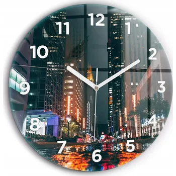 Hodiny Minimalistické Skleněné Nástěnné Hodiny s S Potiskem Hotel v Houstonu průměr 60 cm