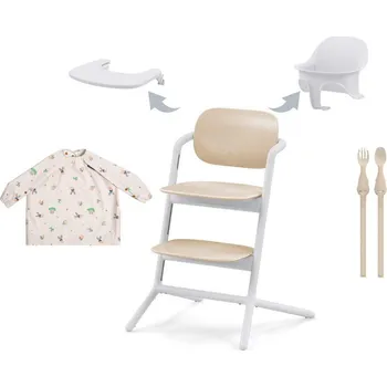CYBEX Lemo 3-in-1 Sand White + Coverall George Pig + příbor