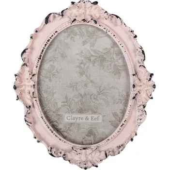 Rám na obraz Růžový oválný fotorámeček s úmyslným odřením – 12x15 cm