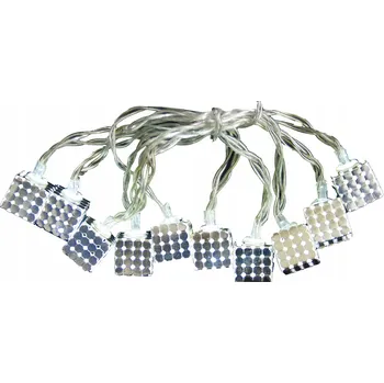 Vánoční dekorace Řetěz MagicHome Vánoce Metal Cube, stříbrný, 2xAA, osvětlení, interiér