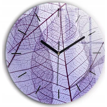 Hodiny Skleněné foto hodiny na zeď Listy – příroda kulatý černé ručičky průměr 60 cm