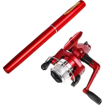 Rybářský prut Prut a naviják do kapsy - teleskopický prut - červená