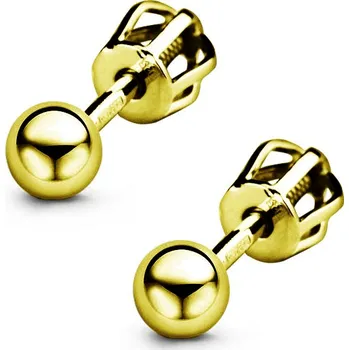 Náušnice NUBIS® Zlacené stříbrné šroubovací náušnice kuličky 3mm - NB-3562-03