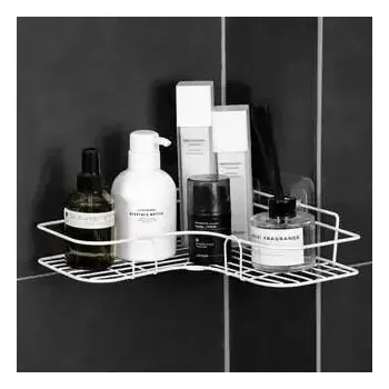 Koupelnový nábytek Koupelnová rohová police bez vrtání | police do koupelny, úložný prostor - Bílá