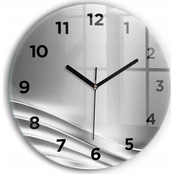 Hodiny Ozdobné nástěnné hodiny s krásnou grafikou Stříbrná abstrakce kulatý průměr 30 cm