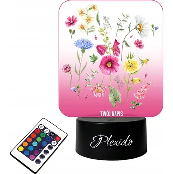 Lampička LAMPKA na SKLE s UV potiskem Kytice lučních květů LED + DÁLKOVÝ OVLADAČ 16 BAREV