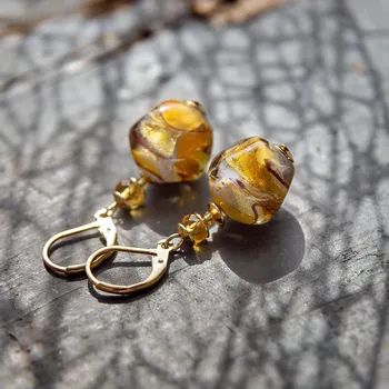 Náušnice Lampglas Amber Desire Zlatá