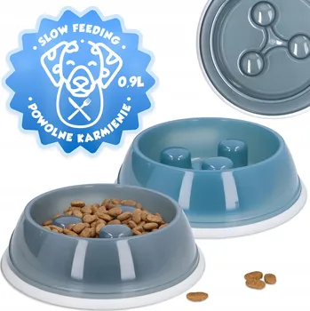 Miska pro psa Jedna miska pro pomalé krmení z plastu, bílá, 0,9 l