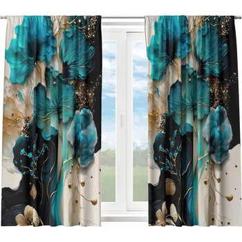 Příslušenství pro záclonu a závěs HOTOVÉ KRÁTKÉ ZÁCLONY NA ŽABKY S ŘASÍCÍ PÁSKOU 140X160 ZÁVĚS DO KUCHYNĚ KVĚTINY 136