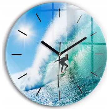 Hodiny Ozdobné nástěnné hodiny s krásnou grafikou Surfování na Havaji kulatý průměr 30 cm