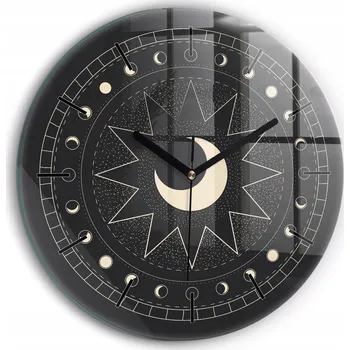 Hodiny Moderní skleněné foto hodiny na zeď tichý mechanismus Fáze měsíce průměr 30 cm