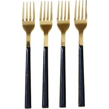 Příbor Intesi Sada 4 dezertních vidliček Charlotte zlatá/černá
