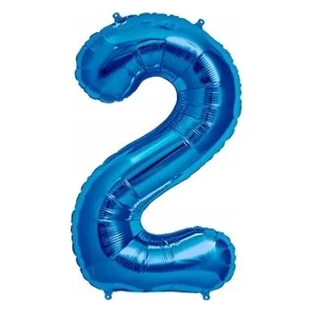 Balónek Číslice fóliová modrá 2 k narozeninám 100 cm