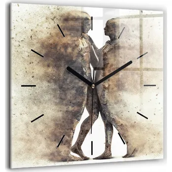Hodiny Velké skleněné hodiny moderní nástěnné Abstrakce lidé písek 60x60