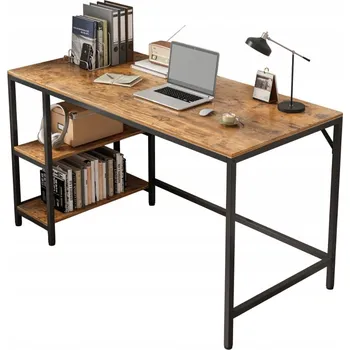 Psací stůl Obdélníkový psací stůl Rebiko 140 x 60 x 105 cm černý, retro dřevo, odstíny hnědé