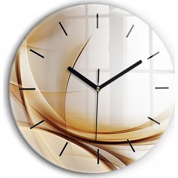 Hodiny Moderní skleněné nástěnné hodiny Zlatá abstrakce černé ručičky průměr 60 cm