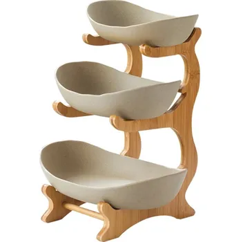 Stylový třípatrový stojan na ovoce | Misky na ovoce - Béžová