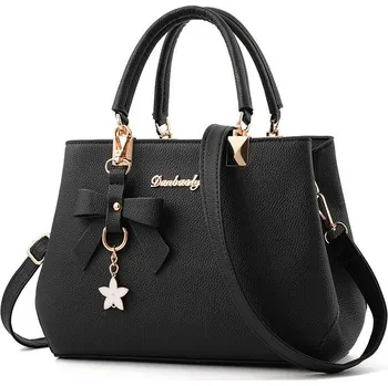 Kabelka dámská kabelka přes rameno velká s mašlí | módní taška, crossbody kabelka - černá