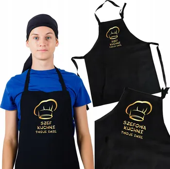 Kuchyňská zástěra DĚTSKÁ KUCHYŇSKÁ ZÁSTĚRA ČERNÁ SE JMÉNEM - PERSONALIZOVANÁ DÁREK