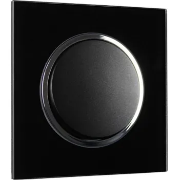 vypínač Elhard Vypínač Rondo Glass č.1 se skleněným rámečkem, černý - kompletní