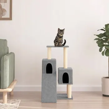 Škrabadlo pro kočky se sisalovými sloupky, světle šedé, 82 cm