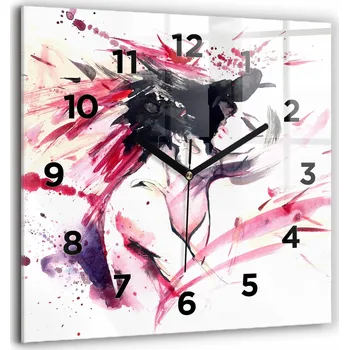 Hodiny Velké skleněné hodiny s tichým mechanismem, nástěnné, styl loft, abstrakce milenců 60x60 cm