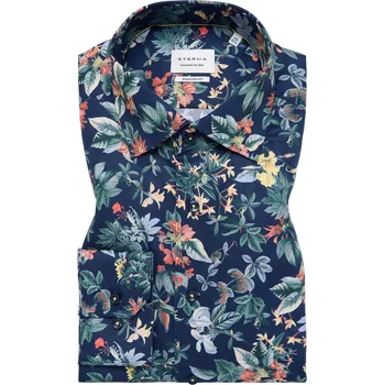 Košile Eterna Modern Fit Print navy s květinovým vzorem velikost: 44, délka rukávu: dlouhý rukáv