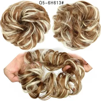 Gumička na messy drdol s umělými vlasy | syntetické vlasy - 38