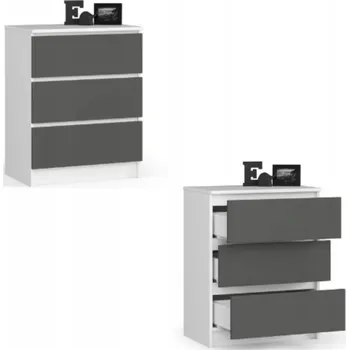 Komoda Komoda Akord K60 3 zásuvky bílá grafitová 60x40x77 cm matná