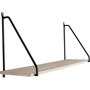 police Dřevěná nástěnná police Arnhem přírodní/černá na knihy a dekorace do obýváku Intesi 65 cm