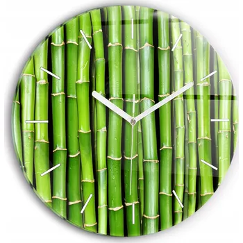 Hodiny Čtvercové Skleněné Hodiny Minimalistické Nástěnné Bambusové Asijské fi30 cm