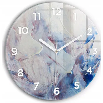 Hodiny Moderní skleněné nástěnné hodiny Abstrakce textura barvy kulatý průměr 30 cm