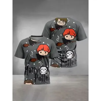 Stylové tričko s celoplošným potiskem Harry Potter Barva: šedá (XCT241129CB), Velikost: 160 (13-14 let)