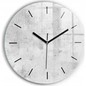 Hodiny Moderní skleněné nástěnné hodiny s potiskem Betonová zeď kulatý průměr 30 cm