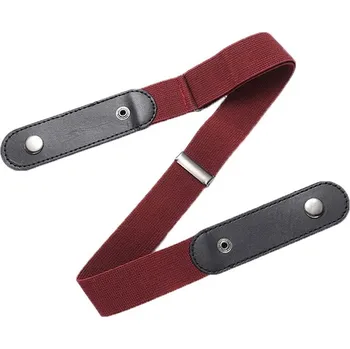 Opasek Elastický opasek bez přezky pro šaty a džíny - Vínová