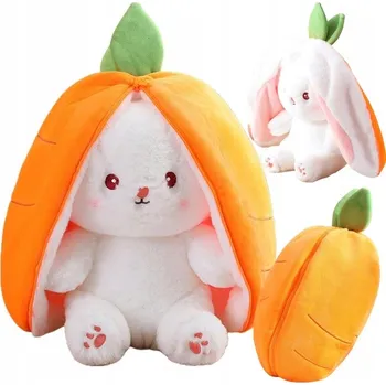 plyšák MĚKKÁ PLYŠOVÁ HRAČKA 2v1 KRÁLÍK MRKEV VELKÉ UŠI PLYŠÁK POUZDRO VELKÁ 35 cm