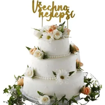 Party dekorace Zapichovací dekorace na dort DR-202402 Všechno nejlepší zlatá