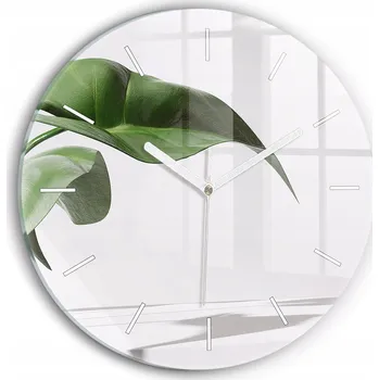 Hodiny Ozdobné nástěnné hodiny s krásnou grafikou Abstraktní listy kulatý průměr 30 cm