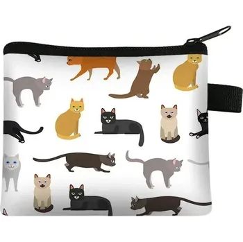 Peněženka Malá dámská peněženka s kočičím motivem | organizér na mince - 6