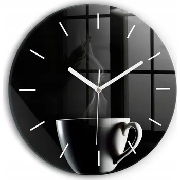 Hodiny Nástěnné hodiny kulatý dekorativní klasické kuchyňské Šálek kávy průměr 30 cm