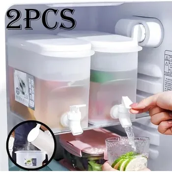 Velký džbán na studenou vodu s kohoutkem - bílá - 2ks