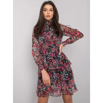 Dámské šaty Černo-růžové dámské květinové šaty RO-SK-E05.25-black-pink Velikost: XL