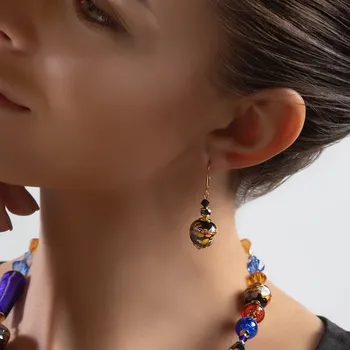 Náušnice Lampglas Náušnice Striking Beauty s 24karátovým zlatem v perlách Lampglas Materiál zapínání náušnic: pozlacené stříbro Ag 925/1000